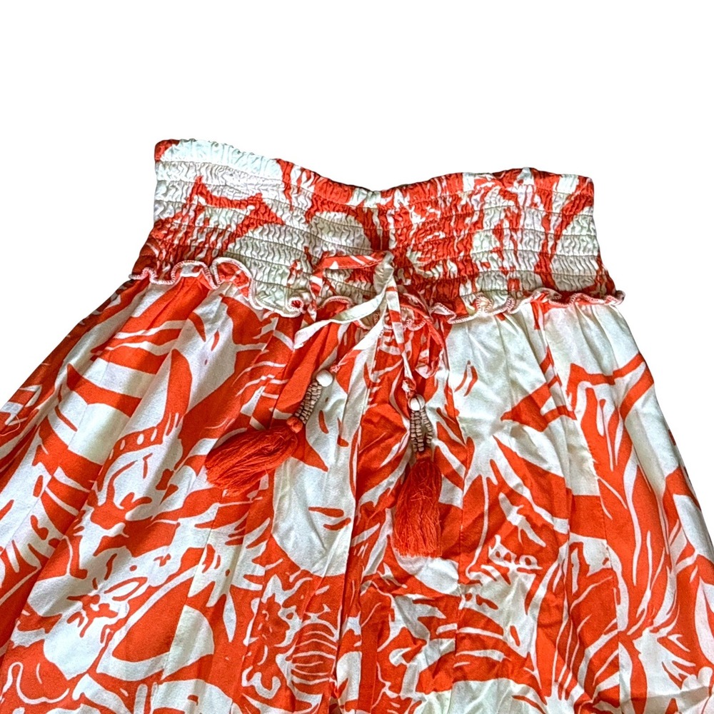 True Destinations Orange Floral Botanical Wide Leg Pants, Small, Beach Resort - Picture 3 of 9